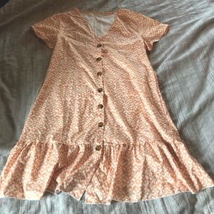 Shein Orange and Cream Ruffled Minidress Size M